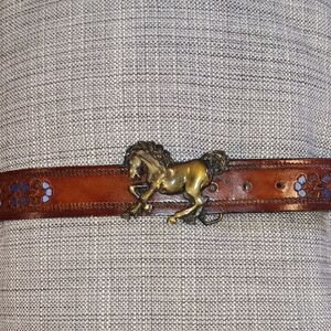 Indiana Metal Craft Horse Belt Buckle And Belt 36in